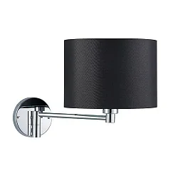 Wall luminaire with textile shade, arm 40cm / Ø 25cm, E27 max. 60W, chrome / chintz black