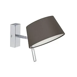 Wall luminaire with textile shade, arm 29cm / head 180° swivelling, G9, chrome / chintz brown