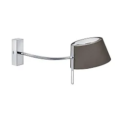 Wall luminaire with textile shade, arm 46cm / head 180° swivelling, G9, chrome / chintz brown