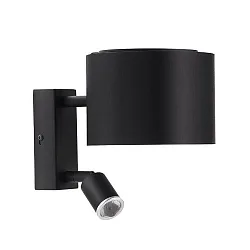 Luminaire mural avec abat-jour, avec spot LED G9 IP20, noir  gradable