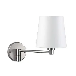 Wall luminaire with textile shade, outreach 36cm, E27 max. 60W, matt nickel / chintz raw white