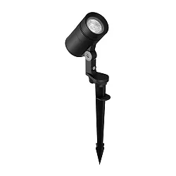 Lampe à piquet de terre avec prise de courant IP65, noir  