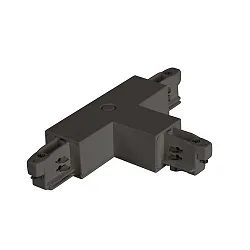 T-type connector for 3-phase power tracks, protective conductor on the left, black