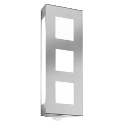 Luminaire mural d’extérieur AQUA TRILO 3 fois, angulaire, avec détecteur de mouvement E27 IP44, acier inoxydable
