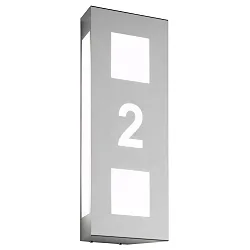 Numéro de maison lumineux AQUA TRILO - HOUSE NR CUTTED 2 voies, prêt à l'emploi E27 IP44, acier inoxydable