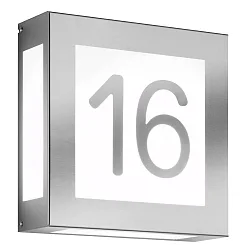Numéro de maison lumineux AQUA LEGENDO 2 voies E27 IP44, acier inoxydable
