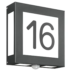 Numéro de maison lumineux AQUA LEGENDO 2 voies, avec détecteur de mouvement E27 IP44, anthrazit