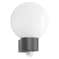 Luminaire mural d’extérieur AQUA BALL rond, avec détecteur de mouvement E27 IP44, acier inoxydable