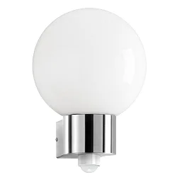 Luminaire mural d’extérieur AQUA BALL rond, avec détecteur de mouvement E27 IP44, acier inoxydable