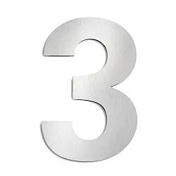 Numéros de maison 3 grand, acier inoxydable brossé