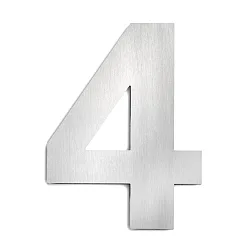 Numéros de maison 4 grand, acier inoxydable brossé