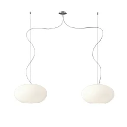 Luminaire à suspension AIH à 2 flammes, grand E27 IP20, aluminium brossé, blanc mat gradable