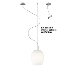 Luminaire à suspension ANUA à 1 flamme E27 IP20, aluminium brossé, mat, blanc opale gradable