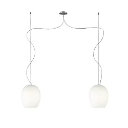 Luminaire à suspension ANUA à 2 flammes E27 IP20, aluminium brossé, mat, blanc opale gradable