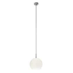 Luminaire à suspension BALL à 1 flamme, dimmable E27 IP20, aluminium brossé, opale, blanc mat gradable