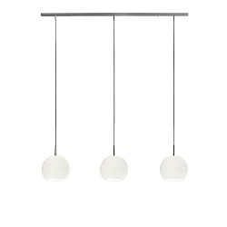 Luminaire à suspension BALL 3 flammes, court, dimmable E27 IP20, aluminium brossé, opale, blanc mat gradable