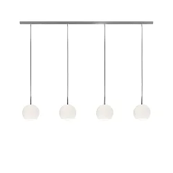 Luminaire à suspension BALL S 4 flammes, langue, dimmable E27 IP20, aluminium brossé, opale, blanc mat gradable