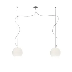 Luminaire à suspension BALL à 2 flammes, petit, dimmable E27 IP20, aluminium brossé, opale, blanc mat gradable