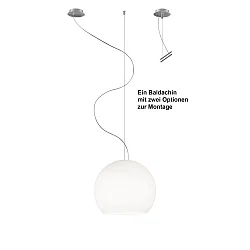 Luminaire à suspension BALL à 1 flamme, grand, dimmable E27 IP20, aluminium brossé, opale, blanc mat gradable
