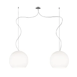 Luminaire à suspension BALL à 2 flammes, grand, dimmable E27 IP20, aluminium brossé, opale, blanc mat gradable