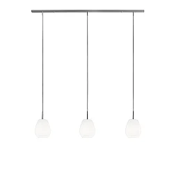 Luminaire à suspension BAGAN 3 flammes, court, dimmable E27 IP20, aluminium brossé, opale, blanc mat gradable