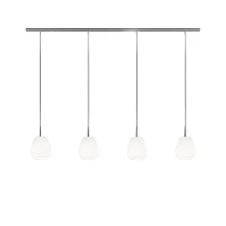 Luminaire à suspension BAGAN 4 flammes, langue, dimmable E27 IP20, aluminium brossé, opale, blanc mat gradable