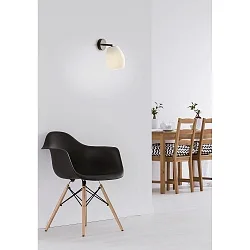 Luminaire mural BAGAN E27 IP20, mat, blanc opale, noir mat gradable