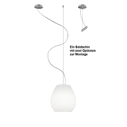 Luminaire à suspension BAGAN à 1 flamme, dimmable E27 IP20, aluminium brossé, opale, blanc mat gradable