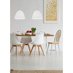 Luminaire à suspension BELL à 2 flammes, petit, dimmable E27 IP20, aluminium brossé, blanc mat gradable