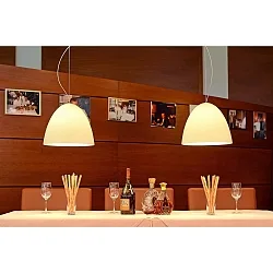 Luminaire à suspension BELL à 2 flammes, petit, dimmable E27 IP20, aluminium brossé, couleur sable, blanche gradable