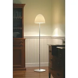 Lampadaire BELL dimmable E27 IP20, aluminium brossé, blanc mat gradable