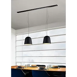 Luminaire à suspension CLAVIO M à 2 flammes, grand, dimmable E27 IP20, anthrazit, noir mat gradable