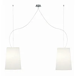 pendant luminaire MESA LONG 2 flames E27 IP20, brushed aluminium, matt, opal white dimmable