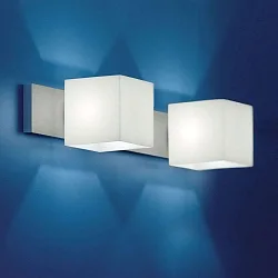 Luminaire mural CUBE à 2 flammes, dimmable G9 IP20, aluminium brossé, opale, blanc mat gradable