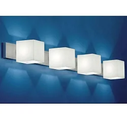 Luminaire mural CUBE 4 flammes, dimmable G9 IP20, aluminium brossé, opale, blanc mat gradable