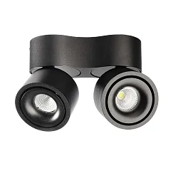 Luminaire de plafond UNI II MINI DOUBLE TILT à 2 flammes, pivotant à la cardan IP20, noir profond gradable