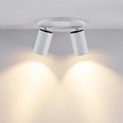 Luminaire de plafond CAN TILT ROUND Ø 20CM à 2 flammes, rond, pivotant à la cardan GU10 IP20, blanche