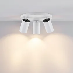 Luminaire de plafond CAN TILT ROUND Ø 25CM 3 flammes, rond, pivotant à la cardan GU10 IP20, blanche