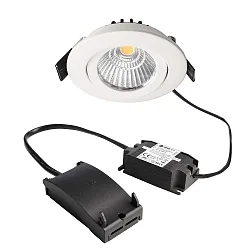 Projecteur encastré DIONE IP20 pivotant, câblé en continu IP20, blanche gradable