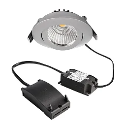 Projecteur encastré DIONE IP20 pivotant, câblé en continu IP20, argent gradable