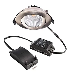 Projecteur encastré DIONE IP20 DTW 930-918 pivotant, Dim-To-Warm, câblé en continu IP20, nickel brossé gradable