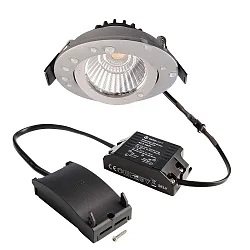 Projecteur encastré DIONE IP44 DTW 930-918 pivotant, Dim-To-Warm, câblé en continu IP44, argent gradable