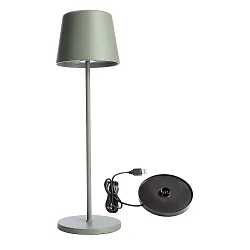 Lampe de table à accu BUNDLE CANIS lot de 1, avec chargeur IP65, vert, mat gradable
