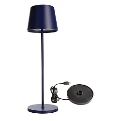 Lampe de table à accu BUNDLE CANIS lot de 1, avec chargeur IP65, mat, bleu cobalt gradable