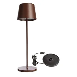 Lampe de table à accu BUNDLE CANIS lot de 1, avec chargeur IP65, mat, rouille gradable