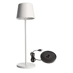 Lampe de table à accu BUNDLE CANIS lot de 1, avec chargeur IP65, mat, blanche gradable