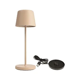 Lampe de table à accu BUNDLE CANIS MINI lot de 1, avec chargeur IP65, beige, mat gradable