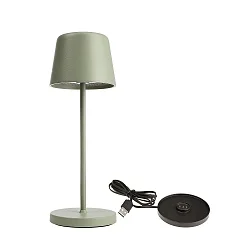 Lampe de table à accu BUNDLE CANIS MINI lot de 1, avec chargeur IP65, vert, mat gradable