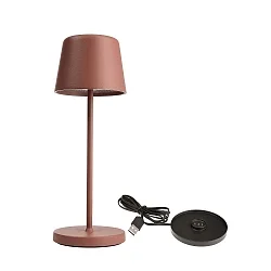 Lampe de table à accu BUNDLE CANIS MINI lot de 1, avec chargeur IP65, mat, terre cuite gradable