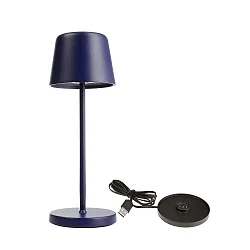 Lampe de table à accu BUNDLE CANIS MINI lot de 1, avec chargeur IP65, mat, bleu cobalt gradable